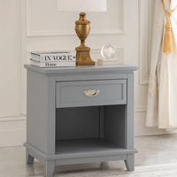 Sely Nightstand, Open Cubby and Drawer, Nickel Handle, Gray, 26 Inch - BM346774