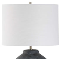 Table Lamp, Off White Linen Shade, Weathered Black Urn Body, 24 Inch - BM346783