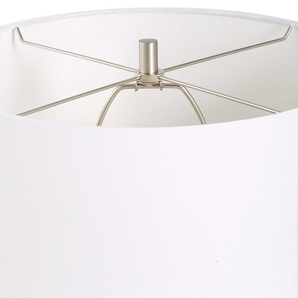 Table Lamp, Off White Linen Shade, Weathered Black Urn Body, 24 Inch - BM346783