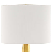 Table Lamp, White Linen Shade, Gold Ceramic Geometric Base, 28 Inch - BM346784