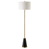 Gek Floor Lamp, Off White Linen Shade, Black Tapered Base, 63 Inch - BM346786
