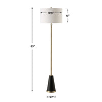 Gek Floor Lamp, Off White Linen Shade, Black Tapered Base, 63 Inch - BM346786