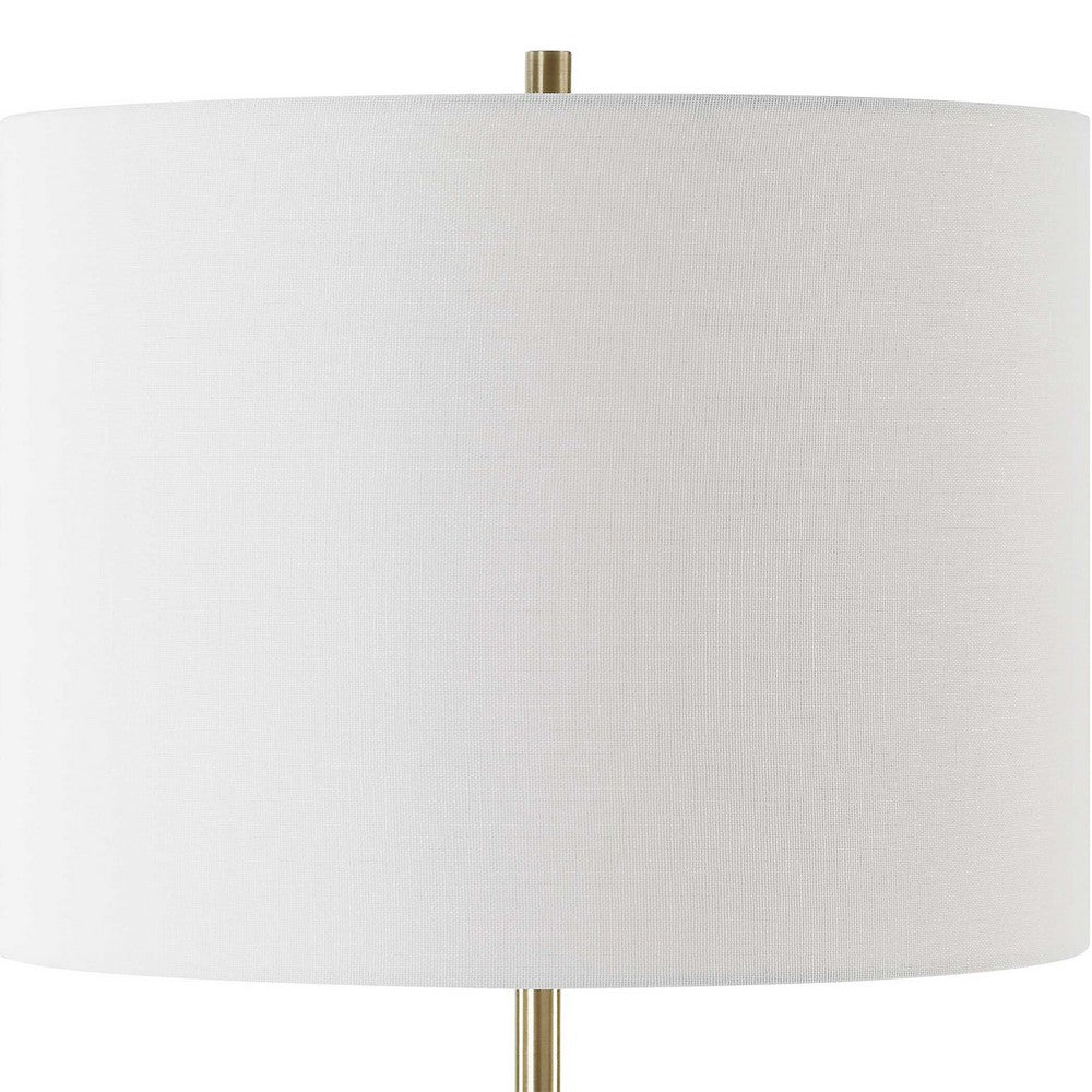 Gek Table Lamp, Off White Linen Shade, Black Tapered Base, 28 Inch - BM346787