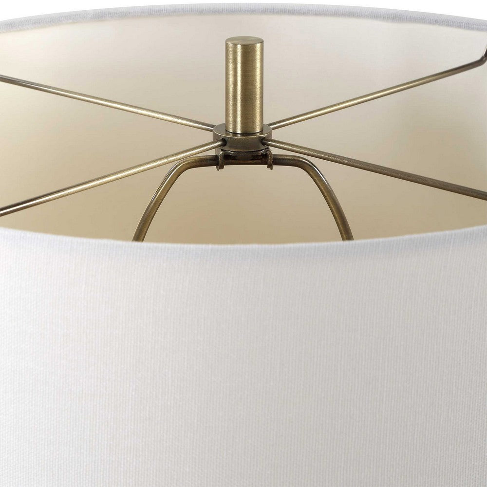 Gek Table Lamp, Off White Linen Shade, Black Tapered Base, 28 Inch - BM346787