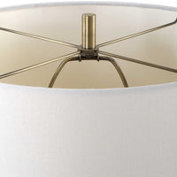 Gek Table Lamp, Off White Linen Shade, Black Tapered Base, 28 Inch - BM346787