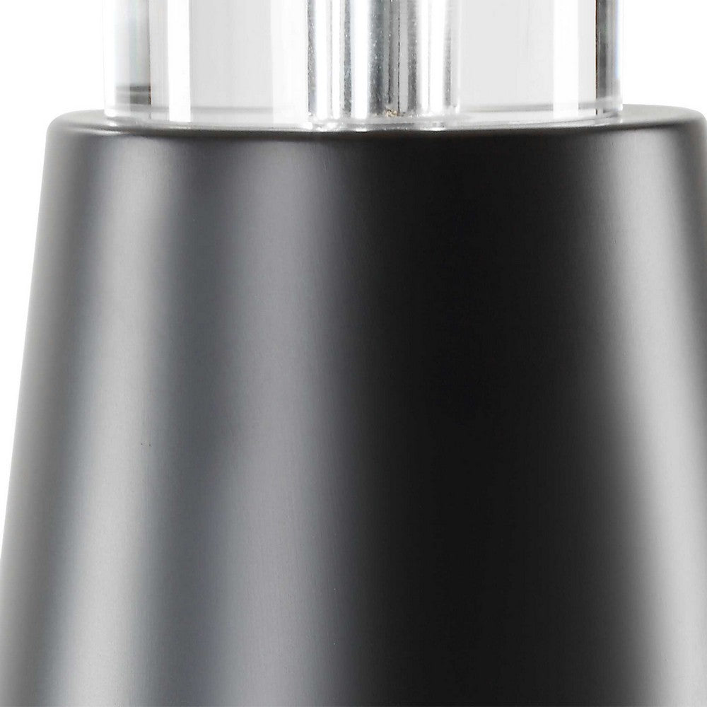 Gek Table Lamp, Off White Linen Shade, Black Tapered Base, 28 Inch - BM346787