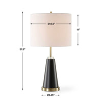Gek Table Lamp, Off White Linen Shade, Black Tapered Base, 28 Inch - BM346787