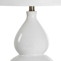 Roe Table Lamp, White Linen Shade, White Gourd Ceramic Body, 26 Inch - BM346792