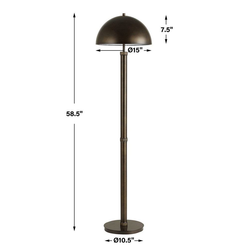 Jesy Modern Floor Lamp with Dome Metal Shade, 59 Inch Dark Bronze - BM346795