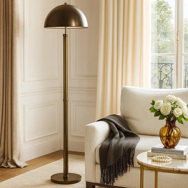 Jesy Modern Floor Lamp with Dome Metal Shade, 59 Inch Dark Bronze - BM346795