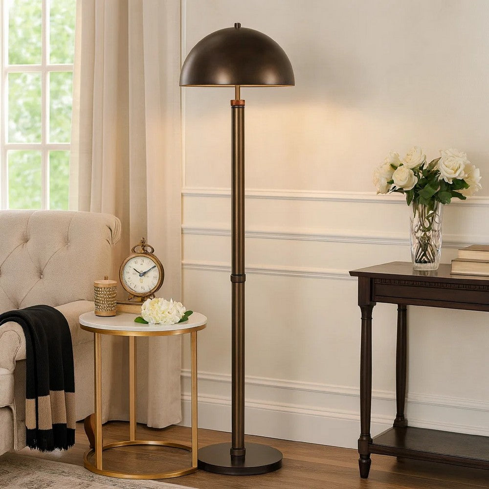 Jesy Modern Floor Lamp with Dome Metal Shade, 59 Inch Dark Bronze - BM346795