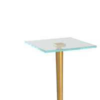 Lemy Accent Table, 11 Inch Square Glass Top, White Marble, Retro Brass - BM346801