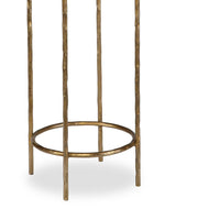 Hex Accent Table, 12 Inch Round Recycled Glass Top, Gold Iron Frame - BM346802