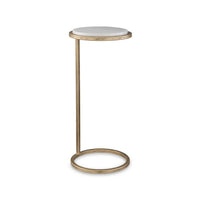 Mez Accent Table, 10 Inch Round White Marble Top, Retro Gold Iron - BM346803