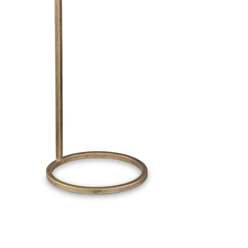 Mez Accent Table, 10 Inch Round White Marble Top, Retro Gold Iron - BM346803