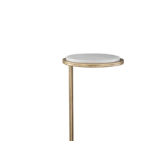Mez Accent Table, 10 Inch Round White Marble Top, Retro Gold Iron - BM346803