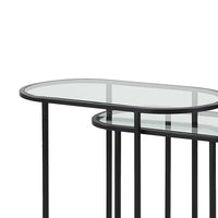 Valo 2pc Nesting Accent Table Set, Glass Oval Top, Retro Matte Black - BM346804