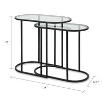 Valo 2pc Nesting Accent Table Set, Glass Oval Top, Retro Matte Black - BM346804