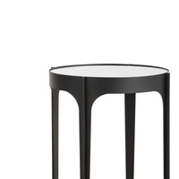 Pery Accent Table, 16 Inch Round Mirrored Top, Matte Black Frame - BM346806