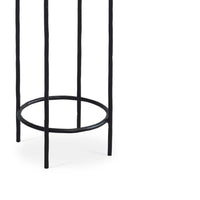 Hex Accent Table, 12 Inch Round Recycled Glass Top, Black Iron Frame - BM346808
