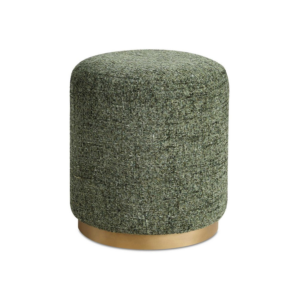 Jety Accent Ottoman, 17 Inch Forest Green Chenille, Brass Iron Base - BM346809