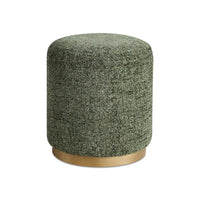 Jety Accent Ottoman, 17 Inch Forest Green Chenille, Brass Iron Base - BM346809