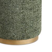 Jety Accent Ottoman, 17 Inch Forest Green Chenille, Brass Iron Base - BM346809