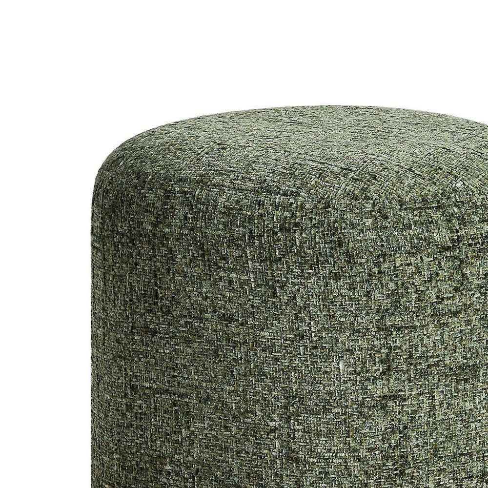 Jety Accent Ottoman, 17 Inch Forest Green Chenille, Brass Iron Base - BM346809