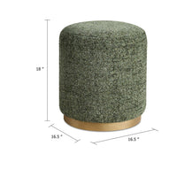 Jety Accent Ottoman, 17 Inch Forest Green Chenille, Brass Iron Base - BM346809