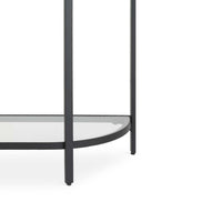Nizy Sofa Console Table, 36 Inch Glass Top, 1 Open Shelf, Black Iron - BM346811