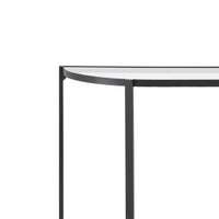 Nizy Sofa Console Table, 36 Inch Glass Top, 1 Open Shelf, Black Iron - BM346811