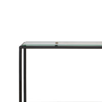 Beny Sofa Console Table, 48 Inch Glass Top, 1 Shelf, Modern Black Iron - BM346812