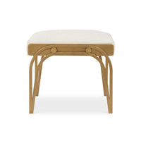 Nia Accent Bench, 24 Inch Cream White Cushioned Seat, Antique Brass Iron - BM346813