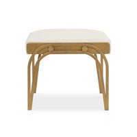 Nia Accent Bench, 24 Inch Cream White Cushioned Seat, Antique Brass Iron - BM346813