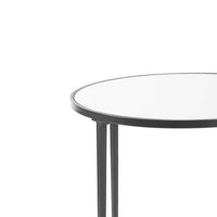 Lify Side End Table, 24 Inch Round Mirrored Top, Open Shelf, Black - BM346815