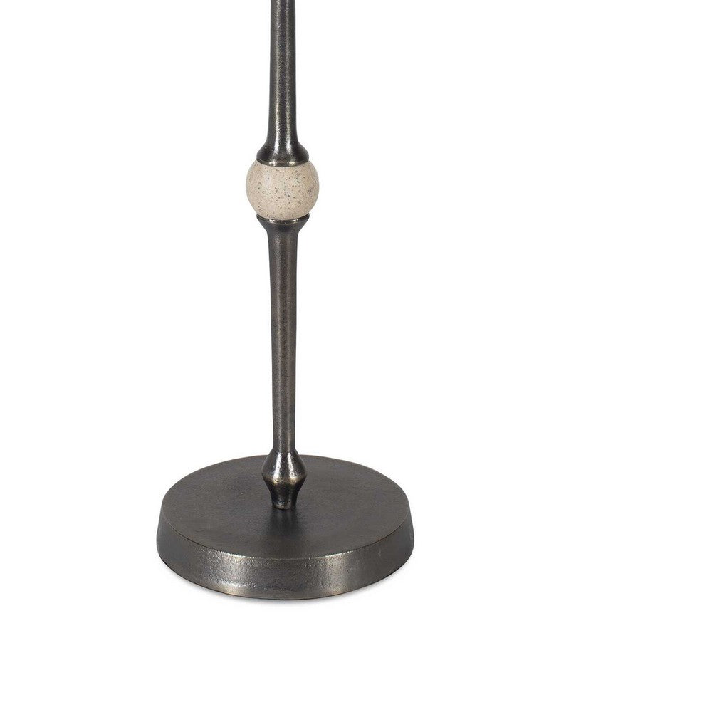 Acy Accent Table, 9 Inch Metal Top, Round Travertine Insert, Dark Bronze - BM346818