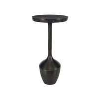 Mey Accent Table, 12 Inch Round Flat Top, Dark Brown Aluminium Base - BM346819