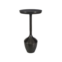 Mey Accent Table, 12 Inch Round Flat Top, Dark Brown Aluminium Base - BM346819