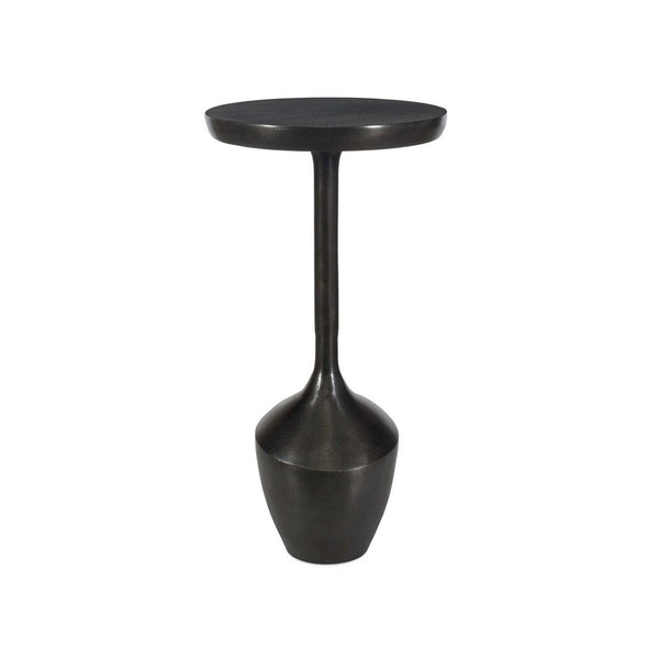 Mey Accent Table, 12 Inch Round Flat Top, Dark Brown Aluminium Base - BM346819