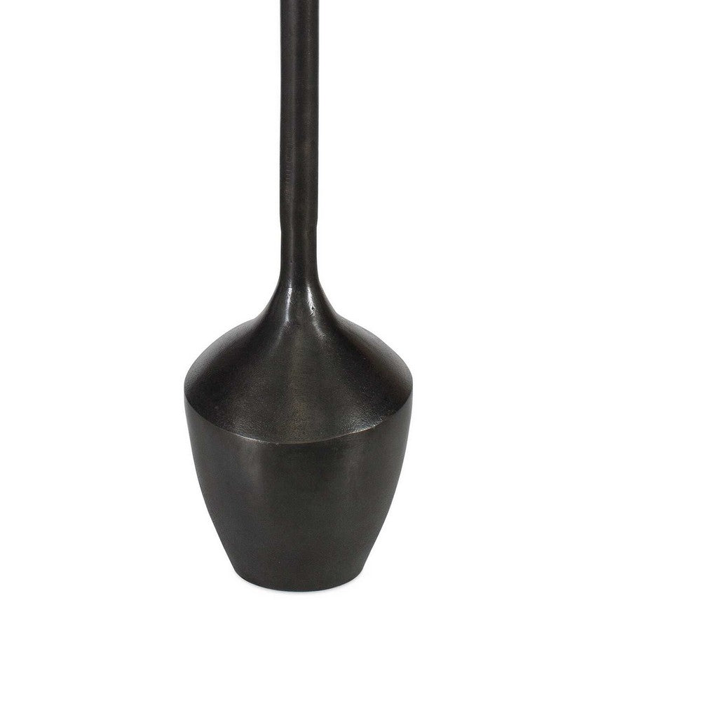 Mey Accent Table, 12 Inch Round Flat Top, Dark Brown Aluminium Base - BM346819