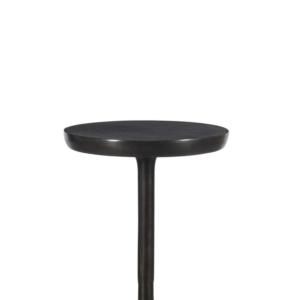 Mey Accent Table, 12 Inch Round Flat Top, Dark Brown Aluminium Base - BM346819