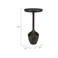 Mey Accent Table, 12 Inch Round Flat Top, Dark Brown Aluminium Base - BM346819