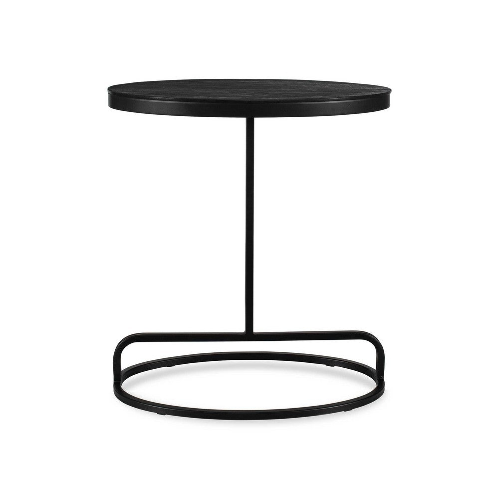 Weny Accent Table, 21 Inch Oval Top, Black Aluminium and Iron Base - BM346820