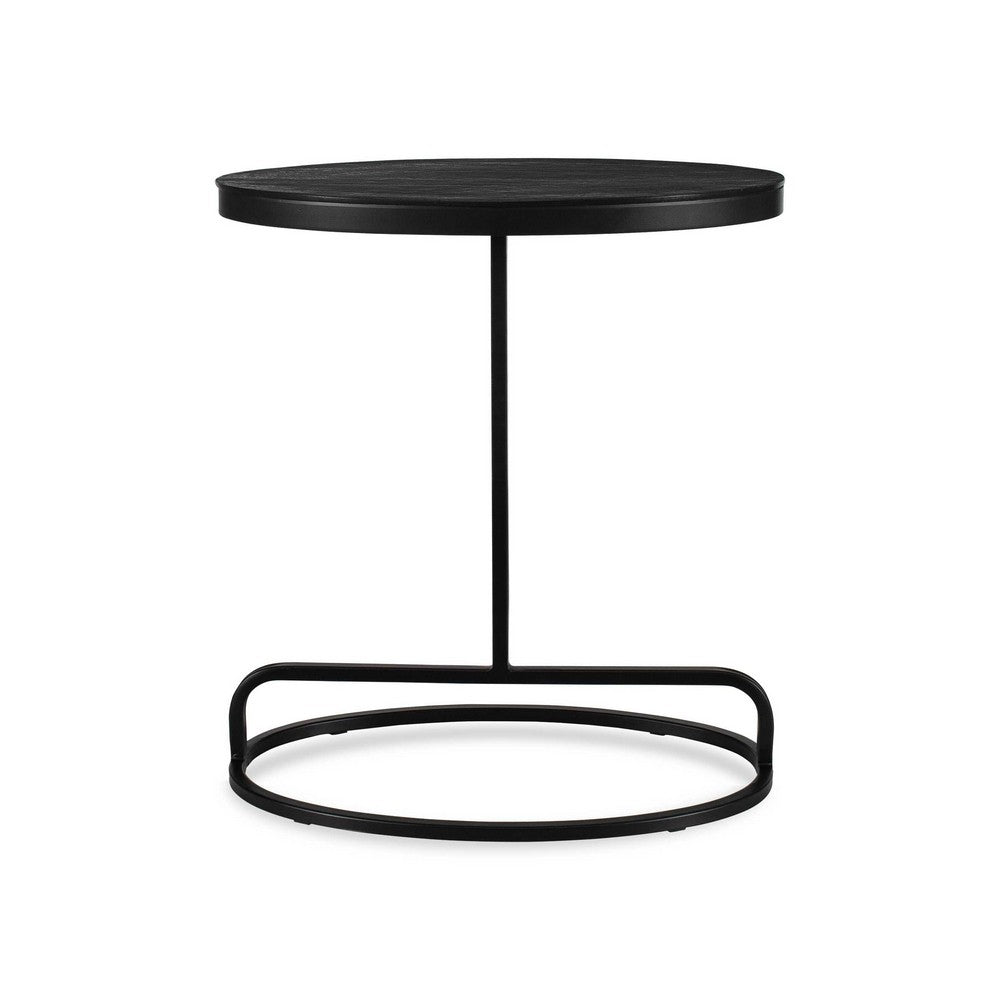 Weny Accent Table, 21 Inch Oval Top, Black Aluminium and Iron Base - BM346820