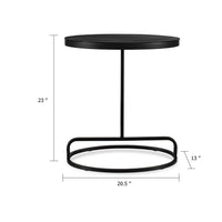 Weny Accent Table, 21 Inch Oval Top, Black Aluminium and Iron Base - BM346820
