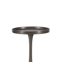 Teo Accent Table, 10 Inch Round Top, Ribbed Bronze Iron Central Pole - BM346821