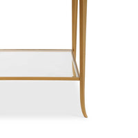 Fer Accent Table, 18 Inch Glass Top, Bottom Open Shelf, Gold Leaf Iron - BM346822