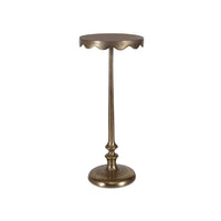 Viny Accent Table, 10 Inch Round Top w Scalloped Edges, Antique Brass - BM346824