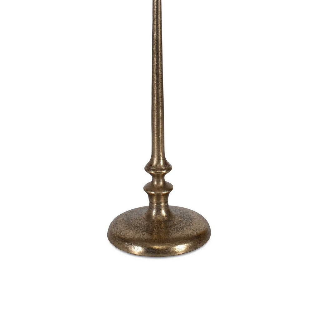 Viny Accent Table, 10 Inch Round Top w Scalloped Edges, Antique Brass - BM346824