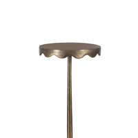 Viny Accent Table, 10 Inch Round Top w Scalloped Edges, Antique Brass - BM346824